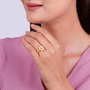 Bague en diamant cirque doré - Product Image 4