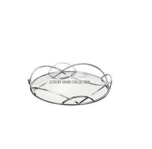 Plateau de miroir décoratif en verre métallique de style baroque avec des détails artisanaux conçus pour les salons et les hôtels élégants - Product Image 4