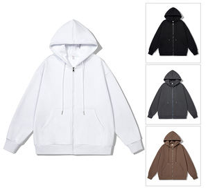 Sudadera con Capucha para Hombre de Alta Calidad, Poliéster y Felpa Interior, Logotipo Personalizado o OEM, Nueva, Talla Grande, Cierre de Cremallera, Primavera-Otoño, Tinte Liso - Product Image 2