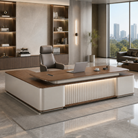 Bureau de direction surdimensionné 3,2 m avec double piédestal, serrure à clavier et boîte de rangement multifonction pour bureau de PDG