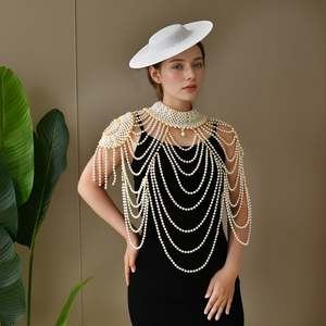 Robes de bal Bridella VG66, châle en perles ivoire avec drapé doux, enveloppe chaude, accessoire élégant et luxueux pour les mariages et les événements formels - Product Image 1