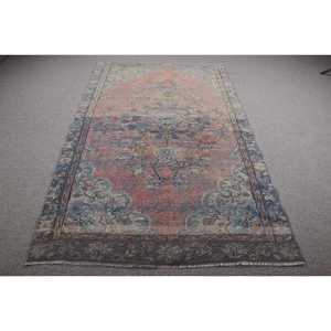 Alfombra Vintage, Alfombra de 4,8x7,8 pies, Alfombra Turca de Lana Ikat Azul - Product Image 1