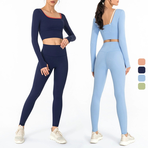 Vêtements de yoga fitness 3 pièces Solide Respirant Grande taille Legging sans couture Ensemble de sport pour femmes Gym Ensemble haut à manches longues Soutien-gorge et pantalon - Product Image 6