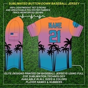 Conjunto de uniforme de béisbol clásico inspirado en el árbol de Miami, camisetas transpirables con pantalones largos, paquete de ropa deportiva para béisbol y - Product Image 3