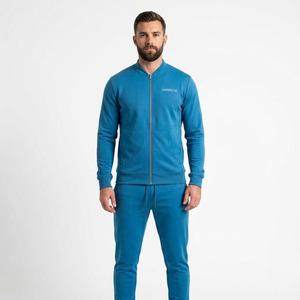 Ensemble de survêtement respirant pour homme Hawk Eye Sports, sweat à capuche en molleton fin 300g, coupe ajustée, avec fermeture boutonnée sur toute la longueur - Product Image 4