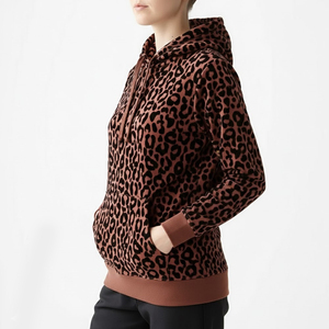 Sudadera con Capucha de Moda para Mujer, Diseño Moderno y Elegante, Estampado de Leopardo, Gruesa y Cálida, con Bolsillos - Product Image 5