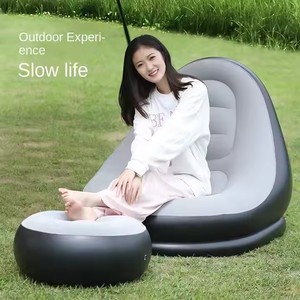 Canapé-Fauteuil Gonflable d'Extérieur Moderne en <span class=keywords><strong>PVC</strong></span> avec Repose-Pieds Pliable pour Salon et Transat d'Extérieur Gonflable à Pompe - Product Image 2