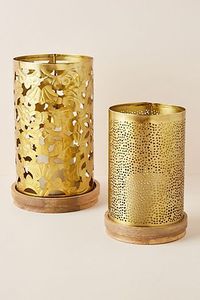 HOT SELLING METAL VOTIVES Gold Leaf Pattern Candle Holders <b>Set</b> of 2 Decorative Metal <b>Lanterns</b> Modern Home Decor Votive Candles - Product Image 3