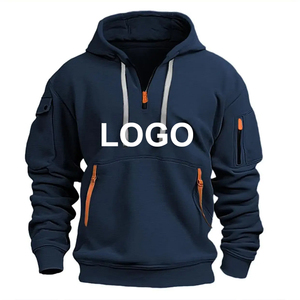 Sudadera con capucha de algodón pesado para hombre personalizada 500/400gsm liso grueso bordado capucha recortada de gran tamaño para el invierno - Product Image 5