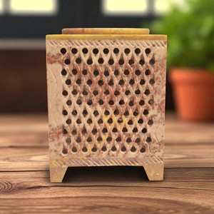 3.5 x 3.5 Decorative Soapstone Jali <b>Oil</b> <b>Diffuser</b> Handmade Essential <b>Oil</b> Burner with Intricate Cutwork for Gifts & Decor - Product Image 2