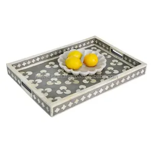 ถาดไม้ใส่เครื่องประดับเรซินรูปร่างทรงสี่เหลี่ยมผืนผ้าแบบชนบทถาดเสิร์ฟพร้อมที่จับสำหรับบ้านและร้านอาหาร - Product Image 1