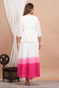 Robe longue en coton Mul Mul avec veste, vêtements indiens et pakistanais avec doublure à motifs pour les fêtes - Product Image 5
