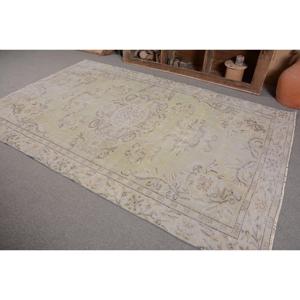 Alfombra turca Vintage Beige de 3,8x9 pies, estilo bohemio, diseño de retazos de lana hecho a mano, respaldo de látex para pasillo Rectangular de cabecera - Product Image 3