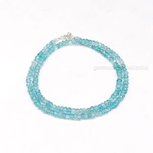 Cuentas de piedras preciosas de apatita del cielo de grado superior, joyería de cuentas Rondelle facetadas de apatita Natural, collar de cuentas de apatita para su joyería delicada - Product Image 4
