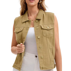 Chaleco Vaquero de Talla Grande Personalizable con Logotipo para Mujer, Diseño Clásico de Invierno, Chaleco Vaquero con Logotipo Personalizado con Estampado para Mujer - Product Image 3