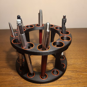 Porte-stylo de luxe en bois et argenterie de qualité porte-stylo de forme ronde porte-stylo de rangement de bureau design fantaisie à bon prix - Product Image 5