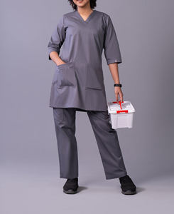 Tenues d'infirmière et de médecin d'été en tissu extensible en spandex, style tendance, ensembles d'uniformes d'hôpital, combinaisons, ensembles avec logo personnalisé - Product Image 1