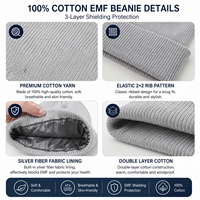Bonnet tricoté personnalisable avec doublure en fibre d'argent, anti-ondes électromagnétiques Faraday, anti-radiation, antibactérien et respirant