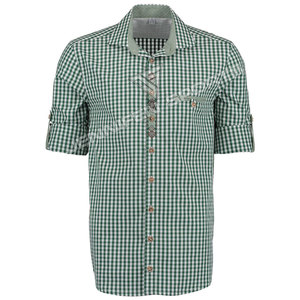 Oktoberfest Check Fabric Camisa de hombre 100% Algodón Manga larga Botones Cierre Bolsillos en el pecho Cuello redondo Etiqueta de cuello tejido interior - Product Image 2