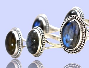 <b>Black</b> Rainbow Gemstone Sterling Silver <b>Ring</b> Unique Jewelry for Wedding Party Anniversary - Product Image 2