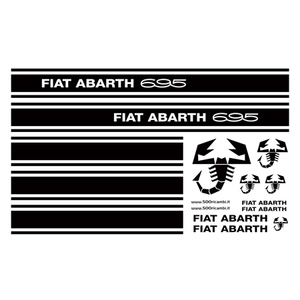 Kit de Adhesivos Laterales Negros para FIAT 500 D F L R con Pegatinas Grabadas ABARTH 695 y SCORPIONI - Product Image 1