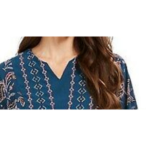 Top da Donna Style & Co in Chiffon Verde Stile Contadino con Orlo a Fazzoletto Stampato, Taglia Media per Primavera/Estate - Product Image 2