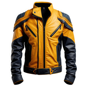 Chaqueta de motorista de cuero real transpirable con cremallera para hombre con forro negro acolchado y bolsillos interiores exteriores OEM al por mayor 2024 - Product Image 3