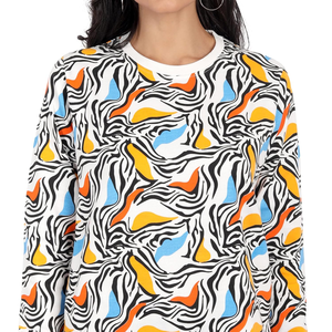 Sweats à capuche et sweat-shirt pour femmes à la mode axés sur l'exportation Premium élégant imprimé col rond Slim Fit sweat pour les femmes pas cher - Product Image 6