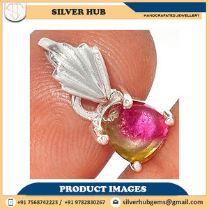 925 Sterling Silver Fantastic Tourmaline Pendant Fine Jewelry Wholesale OEM Birthstone Prong Setting supplier direct factory - Product Image 4