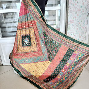 Nouveau Fantaisie À La Main Broderie Miroir Travail Pakistanais Soie Dupattas Bohème Broderie À La Main Coloré Dupattas Pour Les Femmes Vêtements - Product Image 1