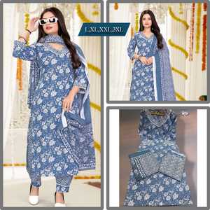 Nuevo Conjunto de Kurtis Indio Étnico de Algodón con Diseño Bordado Completo y Dupatta Estampada de Algodón para Mujer - Product Image 5