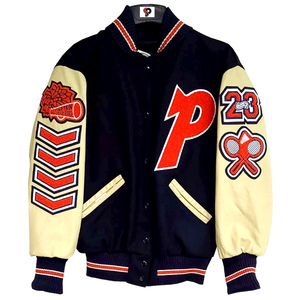 Chaquetas de Béisbol Personalizadas con Letras Universitarias, Cuerpo de Lana Verde y Mangas de Cuero Negro, Decoración con Logotipo Bordado en la Parte Delantera - Product Image 2