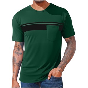 Novedad de verano, camisetas para hombre, jersey verde elegante con cuello redondo, diseño estampado frontal para ropa informal para adultos - Product Image 1