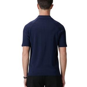 T-shirt blanc à manches courtes pour hommes d'affaires de haute qualité en mélange de viscose personnalisé pour Polo avec tissu en toile à motif solide - Product Image 5