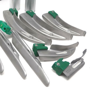 laryngoscope set <b>12</b> pcs intubation blades and 2 handles fiber optic kit stainless steel german quality - Product Image 2