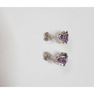 Women's Classic and Trendy Amethyst White Gold <b>Stud</b> <b>Earrings</b> for Wedding and Engagement Occasions - Product Image 6