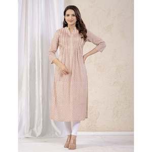 Kurti droit brodé violet crème pour femmes, design ethnique moderne et élégant, imprimé numérique, haute qualité, été - Product Image 3