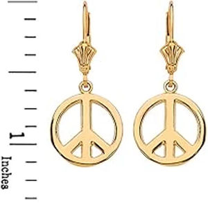 ต่างหูแบบห้อยรูปสัญลักษณ์สันติภาพสำหรับทุกเพศ ทำจากโลหะผสมชุบทอง สไตล์วินเทจ ของขวัญ & HARI OM CREATIONS - Product Image 1