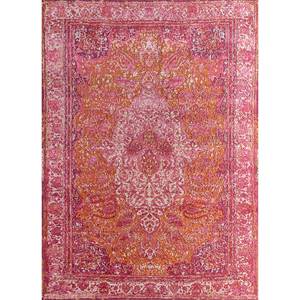 พรมขนสัตว์และไหมถักมือลายเมดัลเลียนสีแดงและสีส้ม รุ่น Kavi Free Verse สำหรับตกแต่งห้องนั่งเล่นในบ้าน Skrt-905 - Product Image 1