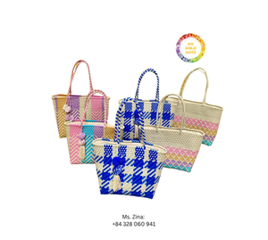 Portable Plastic Rattan <b>Bag</b> for Women Knitted Shopping Basket with Colorful Design Durable PP Strap Reusable Everyday Tote - Product Image 4