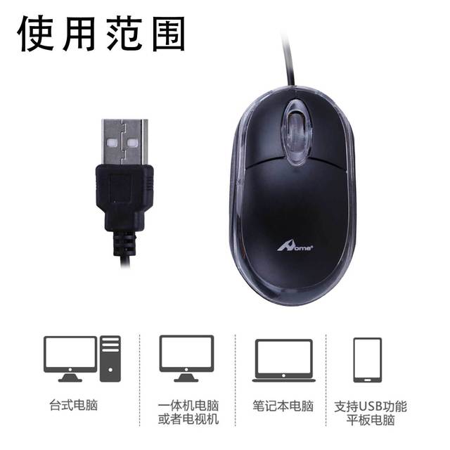 BARRY 1050091 White-Black Optical USB Wired Mouse Ergonomic Design with LED Backlit for Laptops and Desktops 1.2M Cable