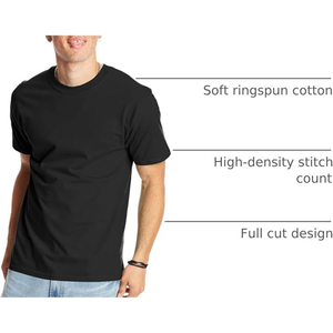 T-shirt pour homme coupe classique, tricoté 100% coton, respirant, écologique, anti-rides, séchage rapide, décontracté, manches courtes, col rond, 180g - Product Image 3