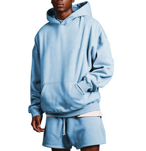 Vente en gros Ensemble short et sweat à capuche Ensemble de sweat à capuche brodé de couleur unie pour hommes - Product Image 1