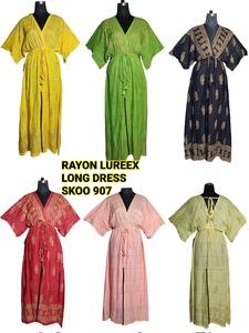 ชุดแม็กซี่เดรสแฟชั่นใหม่สำหรับผู้หญิง, ชุดลำลองยาวถึงพื้นผ้าเรยอนสำหรับงานปาร์ตี้และโอกาสพิเศษ - Product Image 5