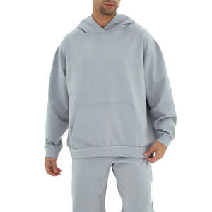 Ventes en gros de sweats à capuche surdimensionnés en molleton français de couleur bleu ciel, personnalisés et vierges, essentiels pour l'hiver, pour hommes - Product Image 4