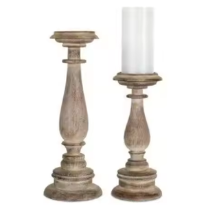 Candelabro de pilar de madera con estilo moderno, candelabros únicos hechos a mano para decoración del hogar para Navidad - Product Image 1