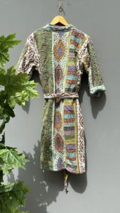 Vintage <b>Kantha</b> <b>Jacket</b> for Women Long Winter Quilted Beach Wear Dress New Suzani Embroidery Breathable Cotton Filling Applique - Product Image 4