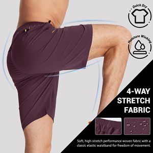 Ceinture élastique en polyester respirant pour hommes, logo personnalisé, double couche d'entrejambe de 5 pouces, short en maille personnalisé avec poches - Product Image 4