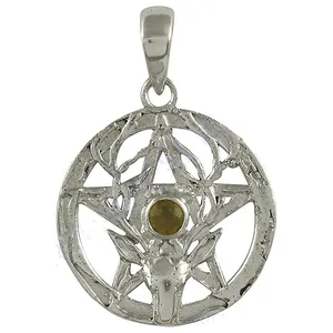 925 Silver Pentagram Deer Pendant with Green Amethyst Gemstone Religious Diamond Jewelry for Gift Drop Pattern Charm Pendants - Product Image 1