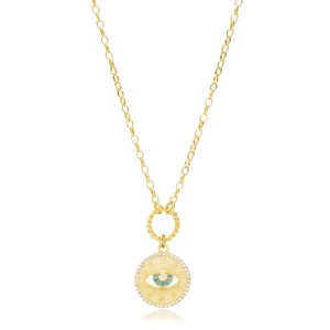 Médaillon Oeil Turc Pendentif Charme Collier En Gros Fabriqué À La Main 925 Bijoux En Argent Sterling - Product Image 1